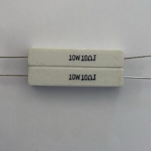 Electronic component: 10 watt, 5%, 10 ohm resistor.