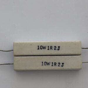 Electronic component: 10 watt, 5%, 1.2 ohm resistor.