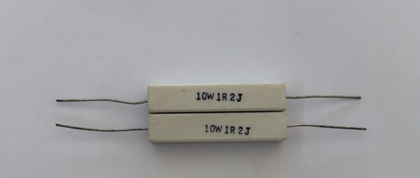 Electronic component: 10 watt, 5%, 1.2 ohm resistor.