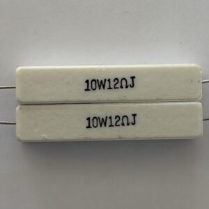 Electronic component: 10 watt, 5%, 12 ohm resistor.