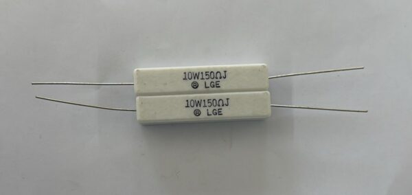 Electronic component: 10 watt, 5%, 150 ohm resistor.