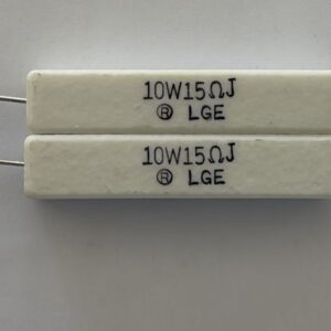 Electronic component: 10 watt, 5%, 15 ohm resistor.
