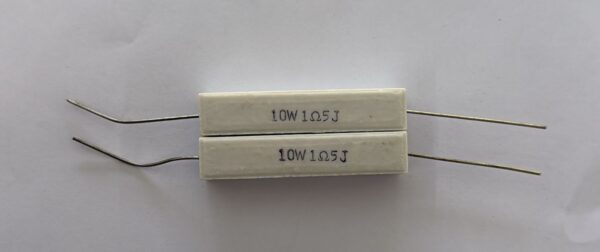 Electronic component: 10 watt, 5%, 1.5 ohm resistor.