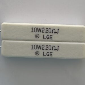 Electronic component: 10 watt, 5%, 220 ohm resistor.
