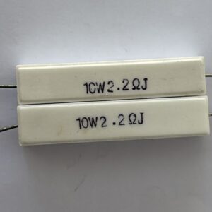 Electronic component: 10 watt, 5%, 2.2 ohm resistor.