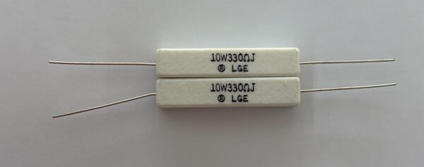 Electronic component: 10 watt, 5%, 330 ohm resistor.