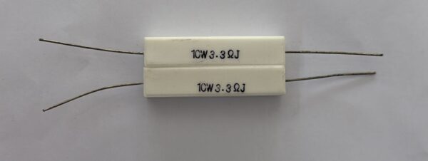 Electronic component: 10 watt, 5%, 3.3 ohm resistor.