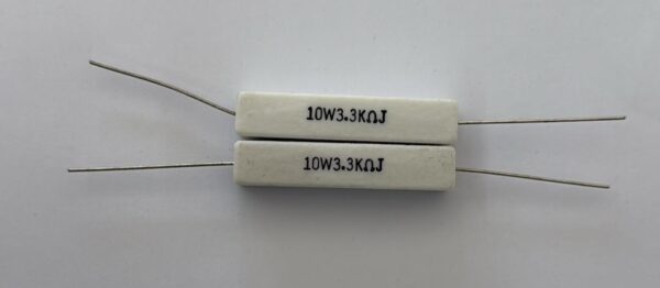 Electronic component: 10 watt, 5%, 3.3 kohm resistor.