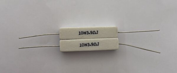 Electronic component: 10 watt, 5%, 3.9 ohm resistor.