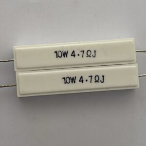 Electronic component: 10 watt, 5%, 4.7 ohm resistor.