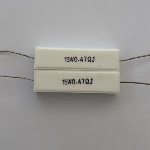 Electronic component: 15 watt, 5%, 0.47 ohm resistor.
