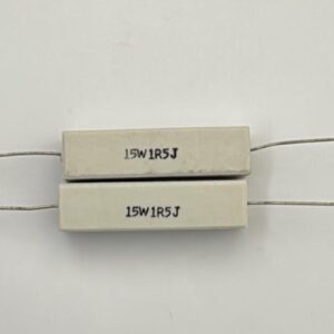 Electronic component: 15 watt, 5%, 1.5 ohm resistor.