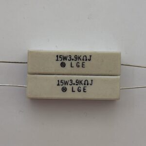 Electronic component: 15 watt, 5%, 3.9 kohm resistor.
