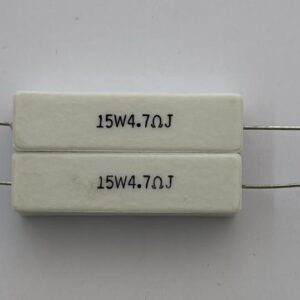 Electronic component: 15 watt, 5%, 4.7 ohm resistor.