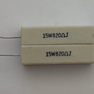 Electronic component: 15 watt, 5%, 820 ohm resistor.