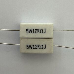 Electronic component: 5 watt, 5%, 12 kohm resistor.