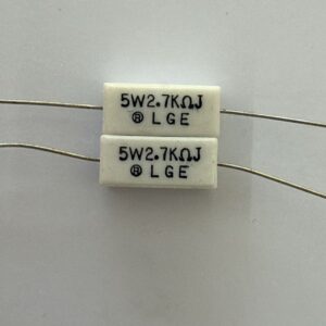Electronic component: 5 watt, 5%, 2.7 kohm resistor.