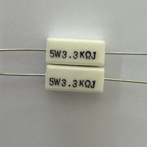 Electronic component: 5 watt, 5%, 3.3 kohm resistor.