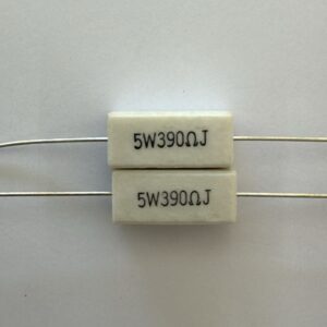 Electronic component: 5 watt, 5%, 390 ohm resistor.