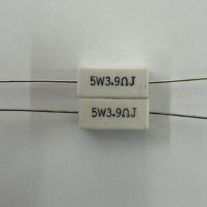 Electronic component: 5 watt, 5%, 3.9 ohm resistor.