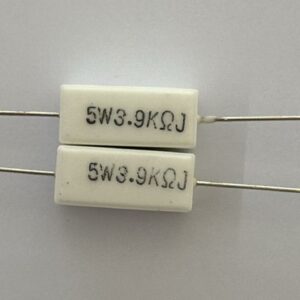 Electronic component: 5 watt, 5%, 3.9 kohm resistor.