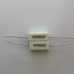 Electronic component: 5 watt, 5%, 560 ohm resistor.