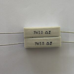 Electronic component: 7 watt, 5%, 12 ohm resistor.