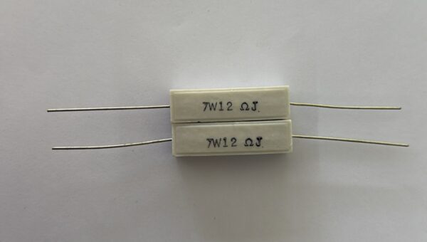 Electronic component: 7 watt, 5%, 12 ohm resistor.