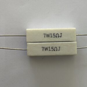 Electronic component: 7 watt, 5%, 15 ohm resistor.