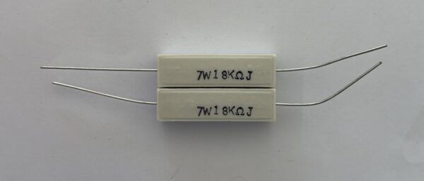 Electronic component: 7 watt, 5%, 18 kohm resistor.