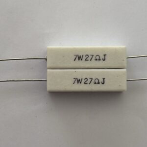 Electronic component: 7 watt, 5%, 27 ohm resistor.