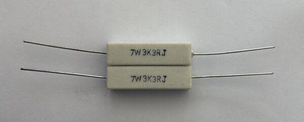 Electronic component: 7 watt, 5%, 3.3 kohm resistor.