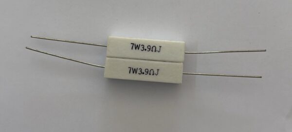 Electronic component: 7 watt, 5%, 3.9 ohm resistor.