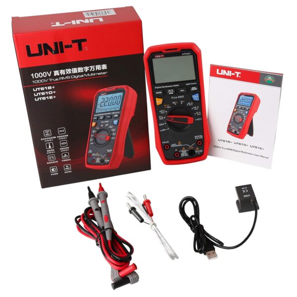 UNI-T Digital Multimeter UT61D+, True RMS 1000V AC DC 6000 Counts USB Transmission LoZ ACV NCV Voltage AC/DC Current Resistance Capacitance Frequency Temperature Duty Cycle Bandwidth Peak Hold - Image 6