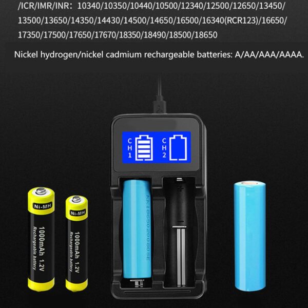 LCD Smart USB Battery Charger for 18650 18500 18490 18350 17670 17500 16340 RCR123 14500 Battery - Image 4