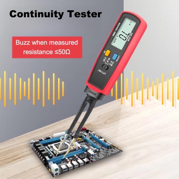 UT116C Digital Smart SMD Tester, Electronic Component Tester Tweezers, Diode Continuity Resistor Capacitor Battery LED Tester, Resistance Capacitance Multi Meter, Auto Ranging, 6000 Counts - Image 4