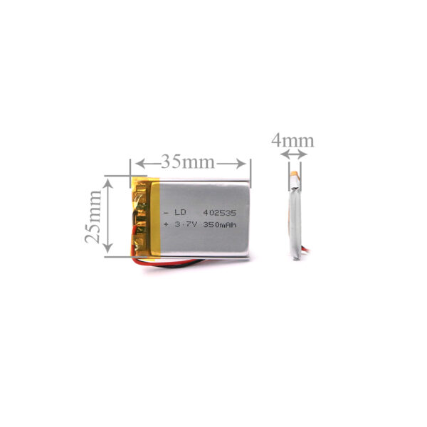 3.7V LIPO Lithium-Polymer Battery 350 mAh 35x25x4 mm - Image 2