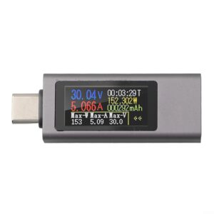 USB C Tester USB Power Meter, KWS 2302C 240W Phone Charging Current Voltage Meter with 1.06-Inch TFT HD Display for Power Bank Capacity Record Bidirectional Current Test PD QC FCP AFC