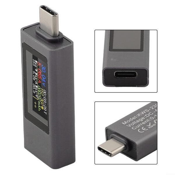 USB C Tester USB Power Meter, KWS 2302C 240W Phone Charging Current Voltage Meter with 1.06-Inch TFT HD Display for Power Bank Capacity Record Bidirectional Current Test PD QC FCP AFC - Image 6