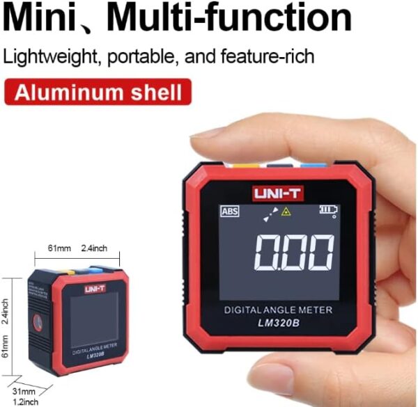 UNI-T Uni-trend LM320B Electronic Angle Meter Digital Protractor Magnetic Inclinometer Angle Tester Bevel Box Backlight (LM320B) - Image 3