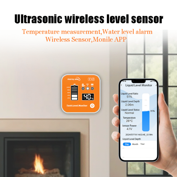 ME201RSP LED Solar Panel Digital Temperature Display Depth Detector Ultrasonic Level Sensor Water Tank Level Monitor - Image 3