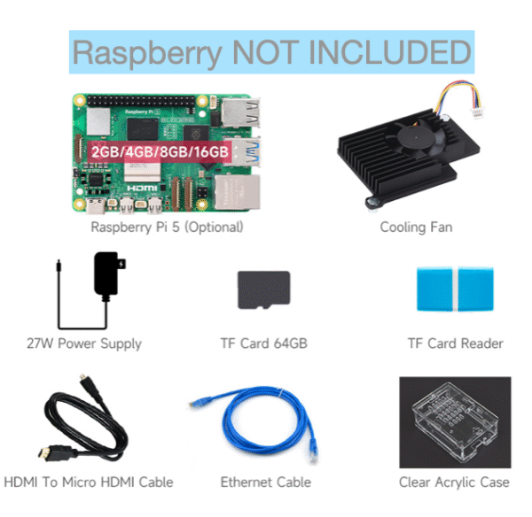 Only the Accessories of the Waveshare Starter Kit (Raspberry Pi 5 Model B)