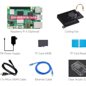 Waveshare Starter Kit Compatible with Raspberry Pi 4 Model B Bundle with PI4B-8GB 64GB Micro Card 5V Type-C Power Adapter and Accessories