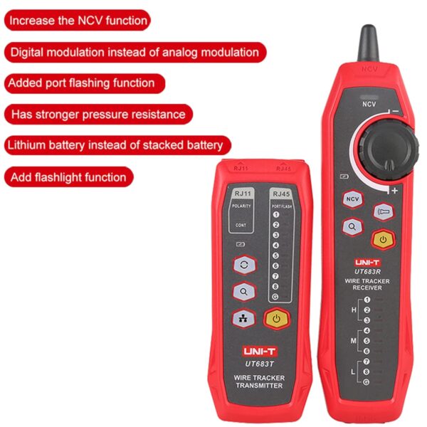 UNI-T UT683KIT Cable Tester Wire Tracker for RJ11 and RJ45 Cables, Telephone Line Finder, Network Maintenance Tool - Image 5