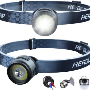 Headlamp Rechargeable, Alifa LED Headlights 2000 Lumen Bright Head Lamp for Adults and Kids with Red Light Magnet, Lightweight USB Head Light 7 Mode Headlamps for Outdoors, Camping Light Hat Clip Lamp