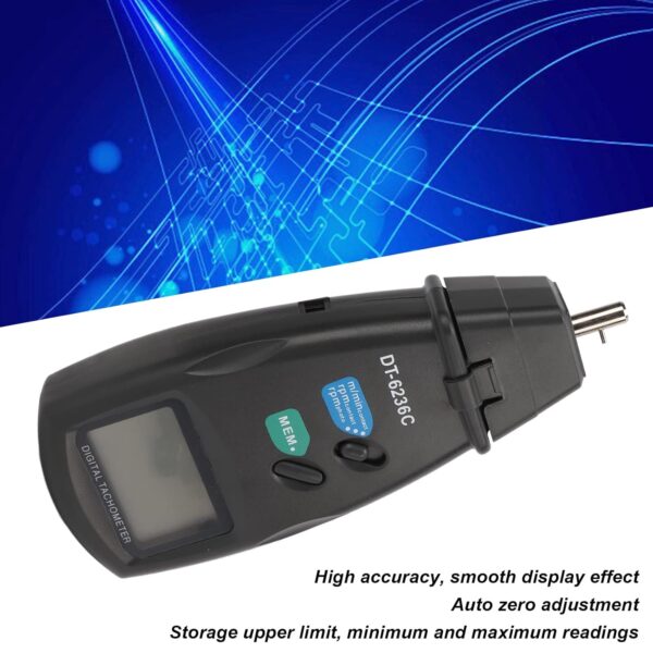 DT6236C Digital Tachometer Optoelectronic & Non RPM Tach Meter 19999RPM Speed Meter Pocket Rotation for Automobile Manufacturing - Image 4