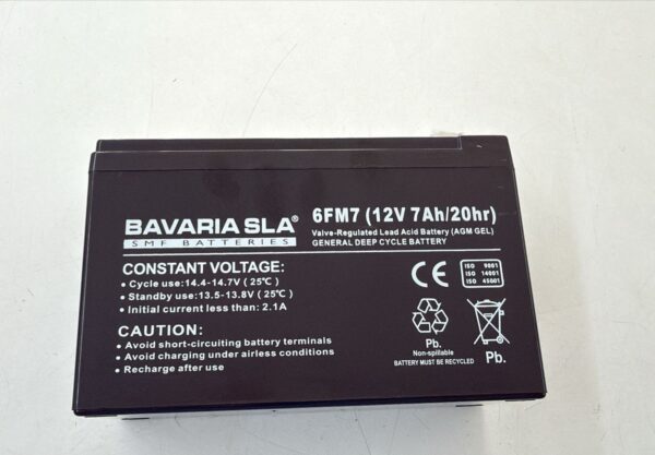 Bavaria 12V 7A Lead Acid Deep Cycle Battery - 7Ah