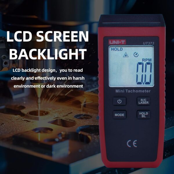 UNI-T UT373 Mini Digital Tachometer, 10~99999 RPM Non-Contact Tachometer Speed Meter Speed Gauge with Backlight, Max/Min/Data Hold, Rotating Speed/Count Function Switching - Image 4