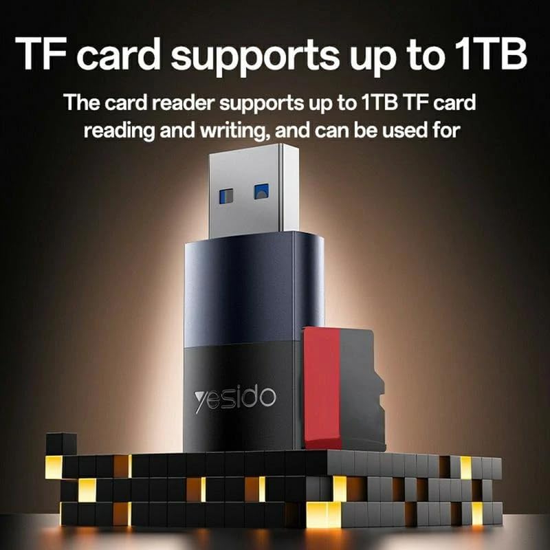 Yesido GS36 USB 3.0 TF Card Reader, High-Speed 5Gbps Micro SD Memory Card Adapter for Laptop, PC, Tablet and Smartphones – Black - Image 4