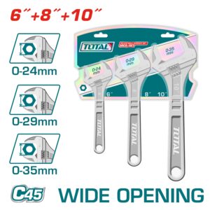 Total Adjustable Wrench Set (6",8",10") 3Pcs/Set THTK1013